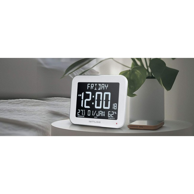 Muse M-090 WMC wall/table clock Digital clock Rectangle White