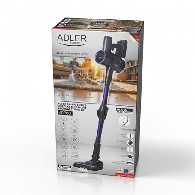Cordless upright vacuum cleaner Adler AD 7061 allergy-friendly Black, Blue Cordless upright vacuum cleaner Adler AD 7061 allergy-friendly Black, Blue