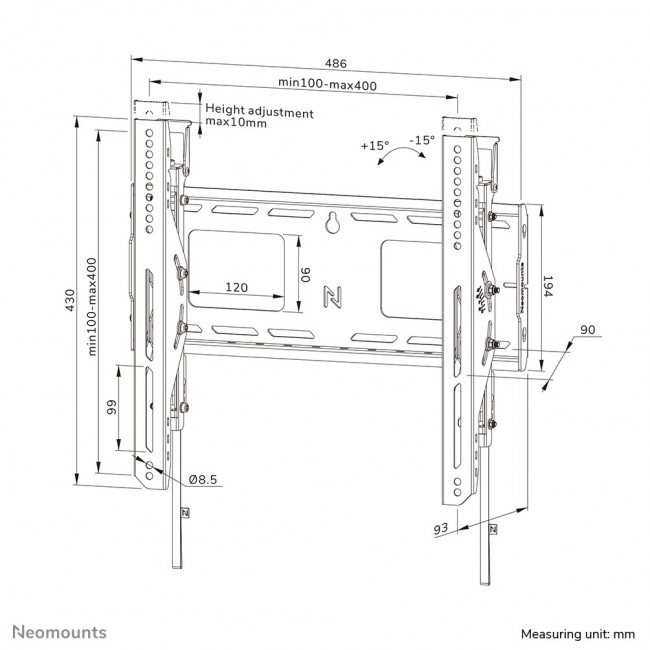 Neomounts WL35-750BL14 Heavy duty wall mount 42-75