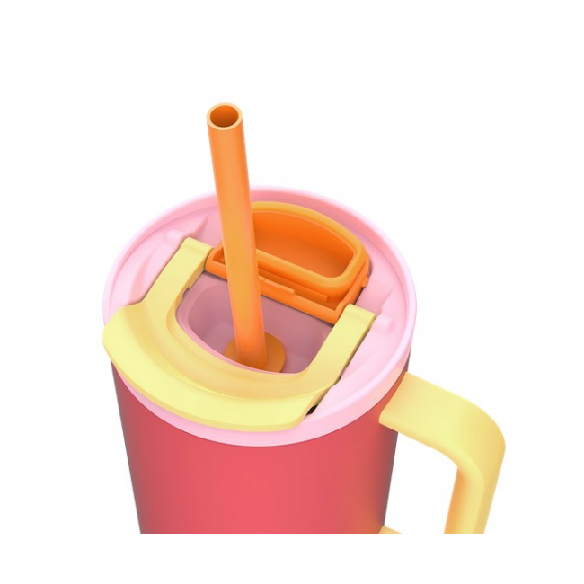 Thermal mug with telescopic straw Kambukka Rio Tumbler 950ml Pink Papaya
