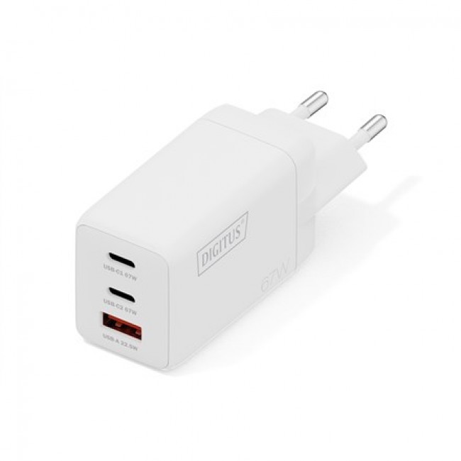 Digitus 67W USB GaN Charger, 2x USB-C, 1x USB-A Digitus 67W USB GaN Charger, 2x USB-C, 1x USB-A