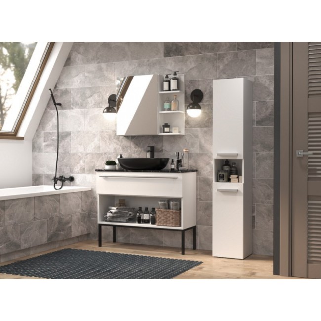 Bathroom cabinet NEL III 31x30x174 cm, matt white Bathroom cabinet NEL III 31x30x174 cm, matt white
