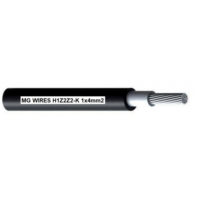 Photovoltaic cable // MG Wires // 1x4mm2, 0,6/1kV black H1Z2Z2-K-4mm2 BK, spool 500m Photovoltaic cable // MG Wires // 1x4mm2, 0,6/1kV black H1Z2Z2-K-4mm2 BK, spool 500m