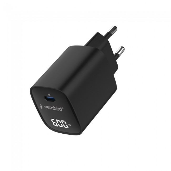 Gembird TA-UC-1C-PD60LCD-01-BK 60W USB Type-C fast charger, LCD, black