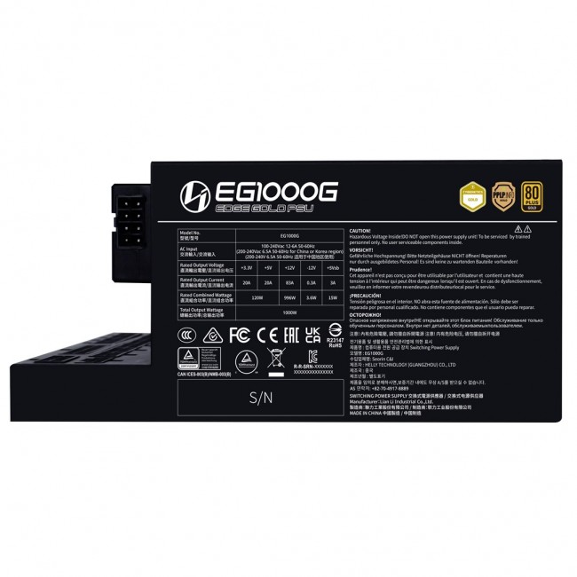 Lian Li EDGE GOLD 1000W 80 PLUS Gold Power Supply, PCIe 5.1, ATX 3.1 - 1000 Watt, black, incl. USB hub Lian Li EDGE GOLD 1000W 80 PLUS Gold Power Supply, PCIe 5.1, ATX 3.1 - 1000 Watt, black, incl. USB hub