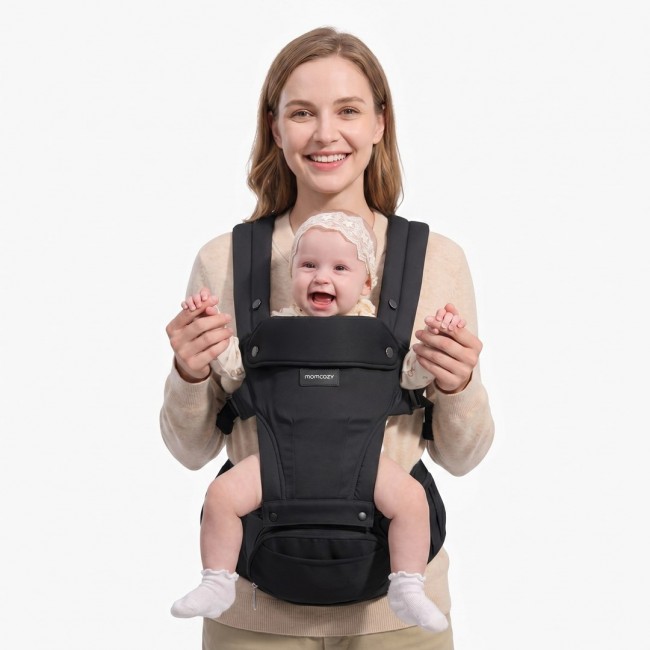 Momcozy Baby Carrier with Hip Seat, Black