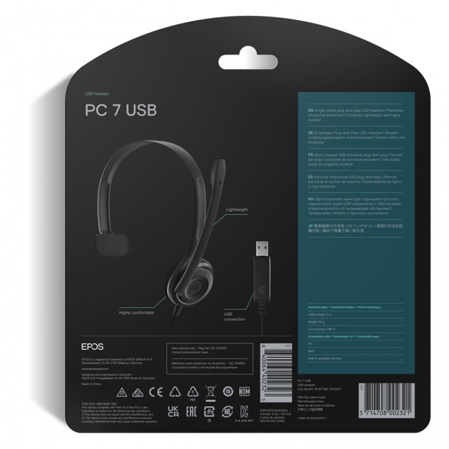 Sennheiser PC 7 USB Headset Wired Headband Office/Call Centre USB Type-A Black Sennheiser PC 7 USB Headset Wired Headband Office/Call Centre USB Type-A Black