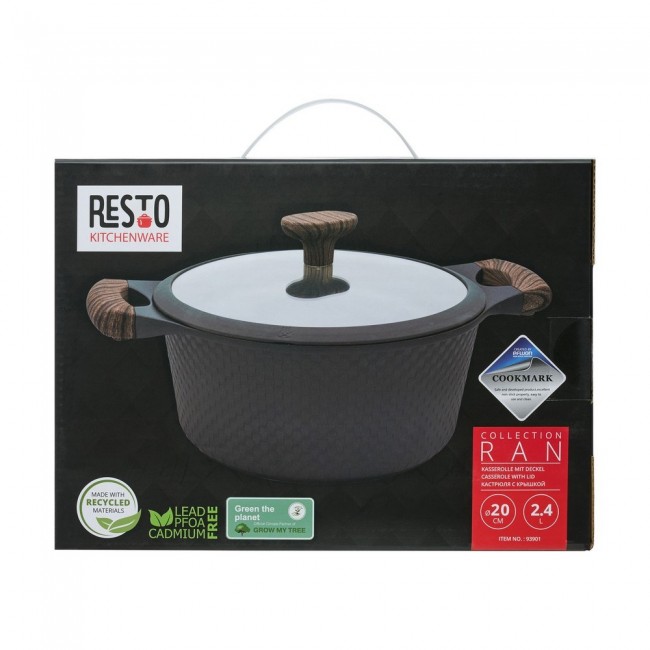 Resto Kitchenware Ran 2.4 L Round Black, Wood Resto Kitchenware Ran 2.4 L Round Black, Wood