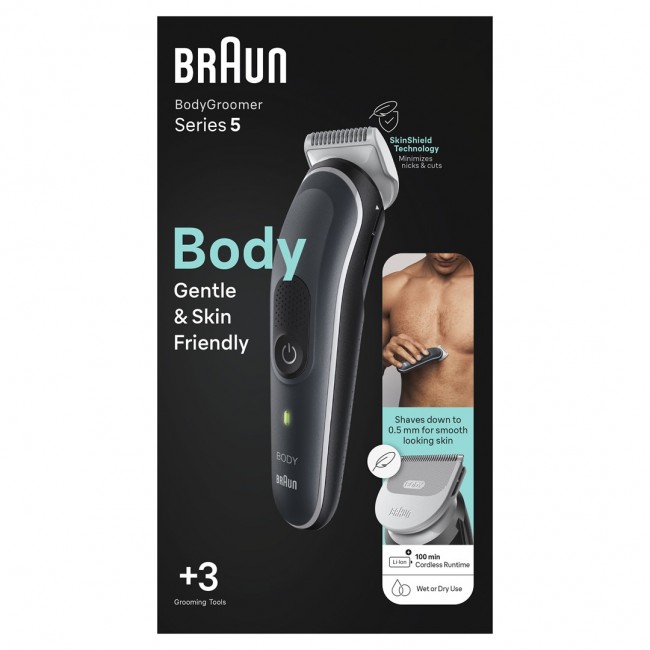 Braun BodyGroomer Body groomer 5 BG5350, with SkinShield technology and 2 attachments Braun BodyGroomer Body groomer 5 BG5350, with SkinShield technology and 2 attachments