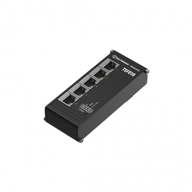 Teltonika NETWORKS TSF010 Flat Ethernet Switch Unmanaged Fast Ethernet (10/100) DIN rail Black