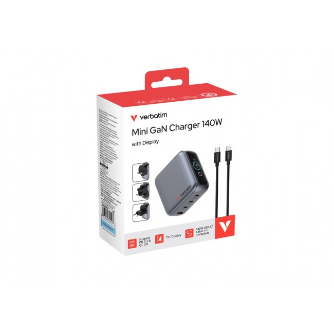 Verbatim Mini GaN Charger 140W with Display