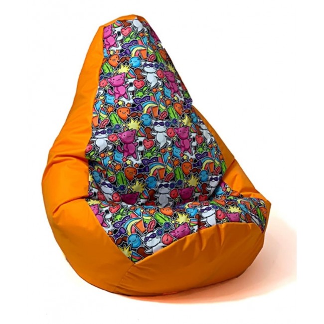 Sako bag pouffe pear print orange-fairy 2 L 105 x 80 cm