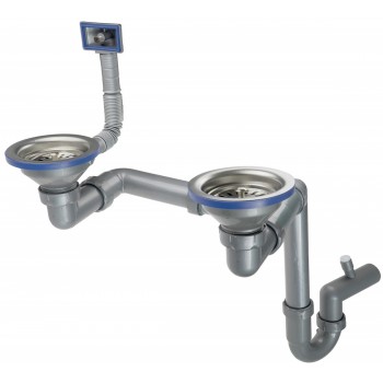 Siphon for 1.5- and 2-bowl steel sink