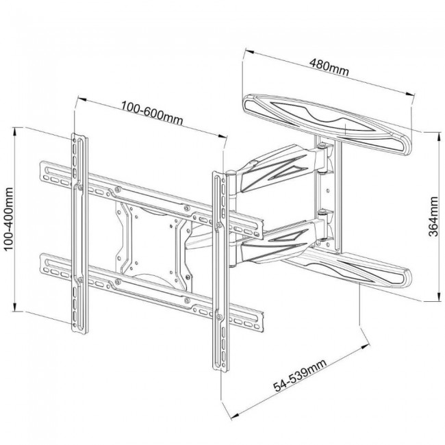 Techly 40-65 Ultra Slim Full Motion LCD TV Wall Mount Bracket Black