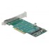 DeLOCK PCI Express x8 Card to 2 x internal NVMe M.2 Key M - Bifurcation - Low Profile Form Factor