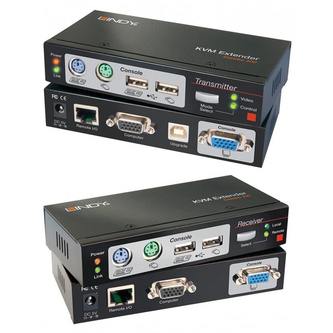 Lindy 300m CAT5 KVM Extender Combo, USB and VGA Lindy 300m CAT5 KVM Extender Combo, USB and VGA