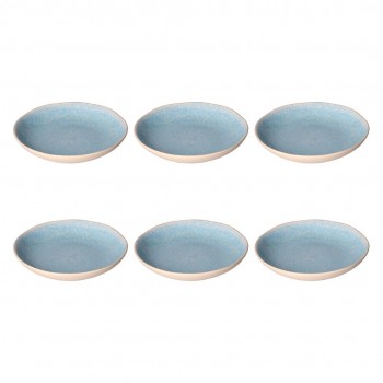 ROSE&TULIPANI CONCERTO FUSE AZZURRO Set of 6 soup plates 21 cm