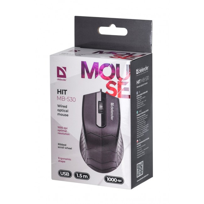 MOUSE DEFENDER HIT MB-530 BLACK OTPICAL 1000dpi 3P