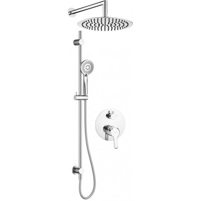 Concealed shower set with rail - with overhead shower
