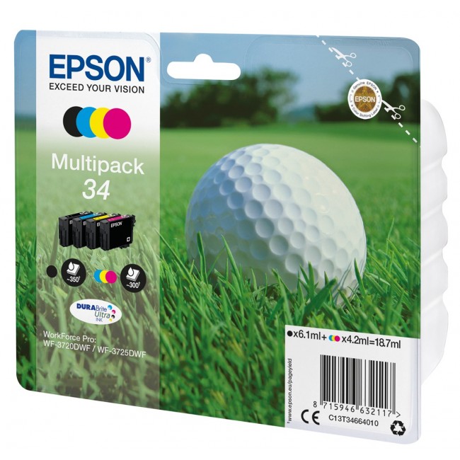 Epson Golf ball Multipack 4-colours 34 DURABrite Ultra Ink Epson Golf ball Multipack 4-colours 34 DURABrite Ultra Ink