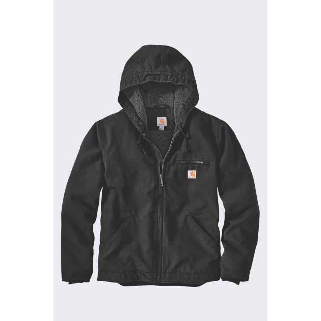 Carhartt Jacket Washed Duck Sherpa Lined Blk