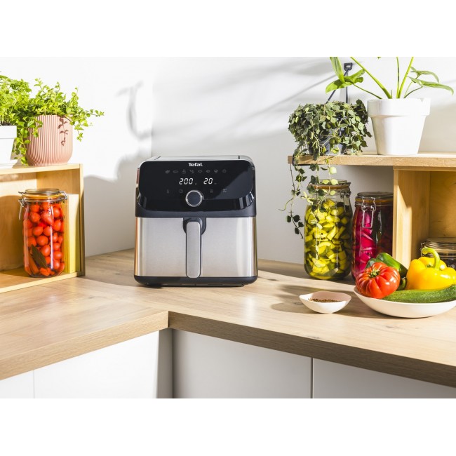 Tefal Easy Fry Mega EY855D10 fryer Single 7.5 L Stand-alone 2020 W Hot air fryer Black, Stainless steel Tefal Easy Fry Mega EY855D10 fryer Single 7.5 L Stand-alone 2020 W Hot air fryer Black, Stainless steel