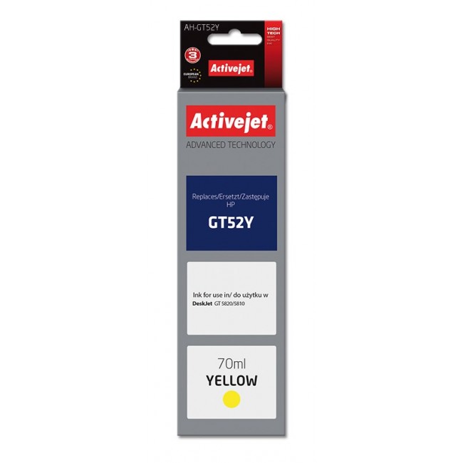 Activejet AH-GT52Y ink (replacement for HP GT-52Y M0H56AE Supreme 70 ml yellow) Activejet AH-GT52Y ink (replacement for HP GT-52Y M0H56AE Supreme 70 ml yellow)