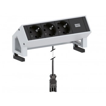 Bachmann Desk2 socket-outlet 3 x Type F Black, Stainless steel