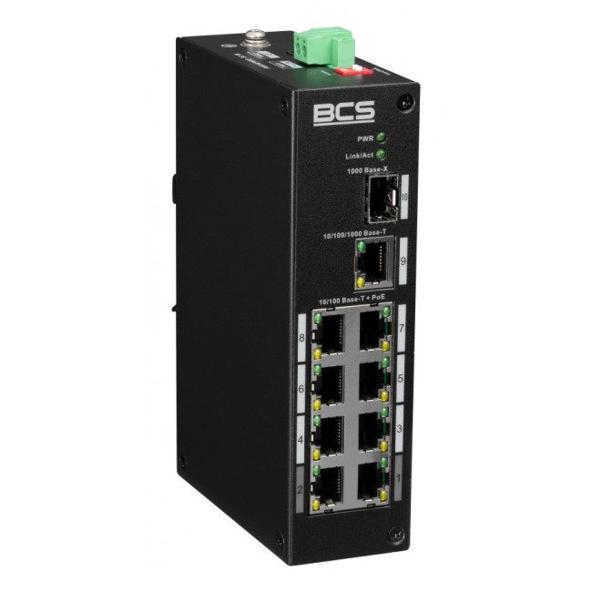 BCS BCS-L-SP0801G-1SFP(II) Fast Ethernet (10/100) Power over Ethernet (PoE) DIN rail Black BCS BCS-L-SP0801G-1SFP(II) Fast Ethernet (10/100) Power over Ethernet (PoE) DIN rail Black