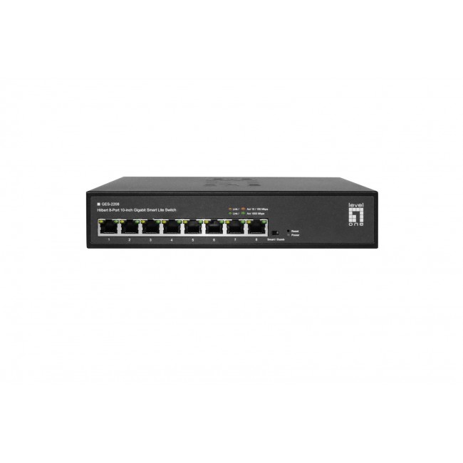 LevelOne Hilbert 10 8-Port Gigabit Smart Lite Switch, 8 x Gigabit RJ45 (10/100/1000)