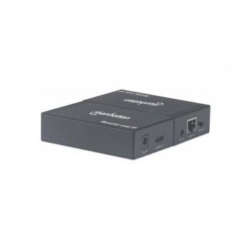 Manhattan 1080p HDMI over IP Extender Kit, Extends 1080p Signal up to 120m with a Network Switch and Single Ethernet Cable, IR Support, Black, Three Year Warranty
