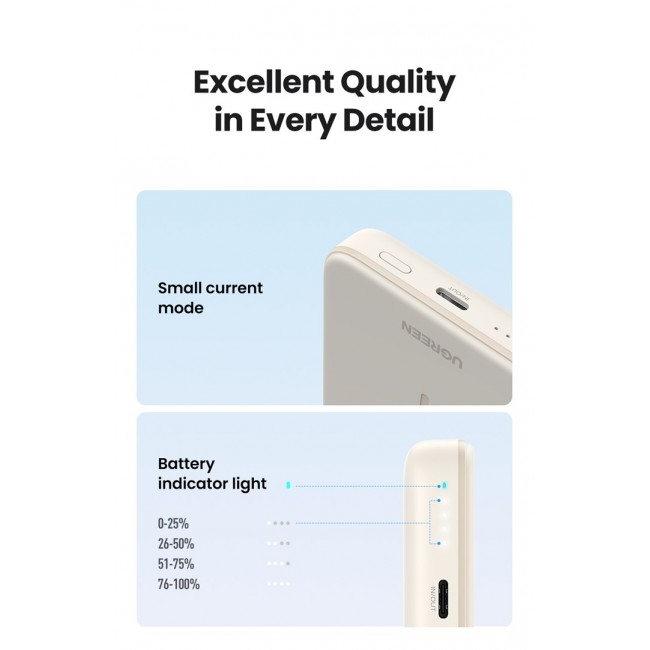Ugreen 25208 power bank 10000 mAh Wireless charging Beige