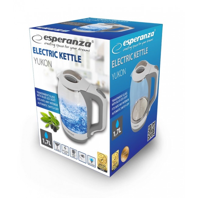 Esperanza EKK025W Electric kettle 1.7 L White, Multicolor 1500 W