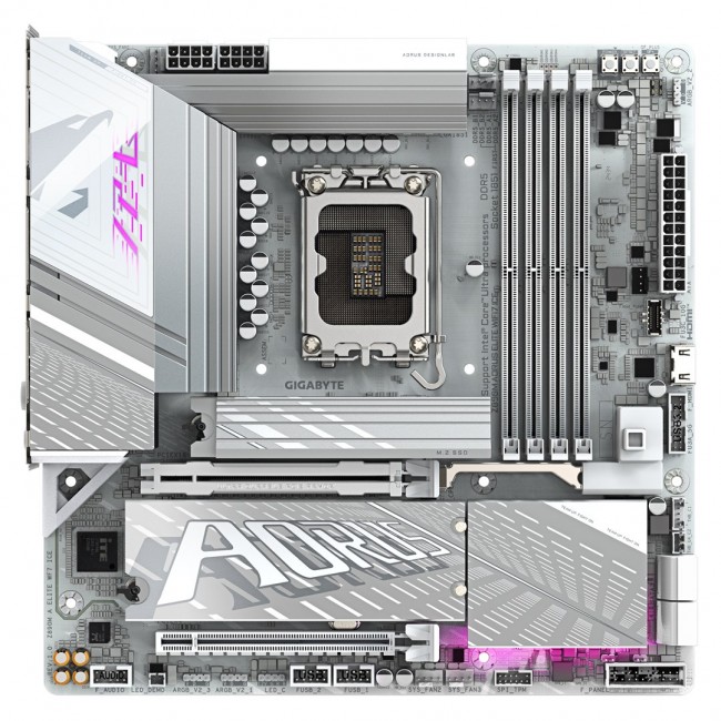 GIGABYTE Z890M AORUS ELITE WIFI7 ICE Motherboard - Supports Intel Core Ultra (Series 2) CPUs, 12+1+2 phases VRM, up to 8800MHz DDR5 (OC), 1xPCIe 5.0 + 2xPCIe 4.0, Wi-Fi 7, 2.5GbE LAN, USB 4