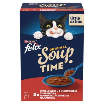 PURINA Felix Original Soup Time Box Beef, lamb, chcken - wet cat food - 6x48g