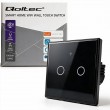 Qoltec 52712 Smart Touch 2-Gang Light Switch | Wi-Fi | Timer | Tuya | Smart Life | Tempered Glass | Black