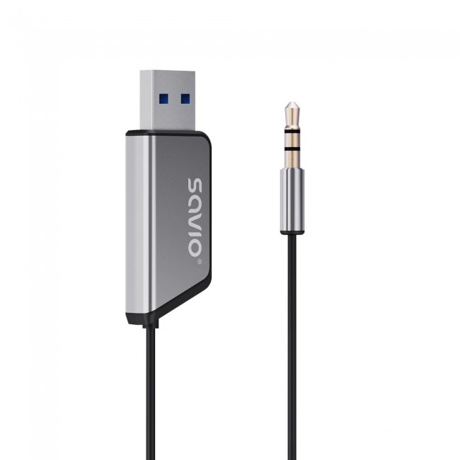 Savio TR-16 Transmitter AUX adapter with hands-free function, Bluetooth 5.3, Google Assistant/Siri Savio TR-16 Transmitter AUX adapter with hands-free function, Bluetooth 5.3, Google Assistant/Siri