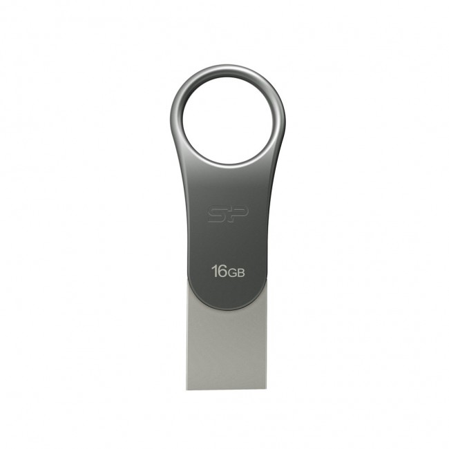 Silicon Power Mobile C80 USB flash drive 16 GB USB Type-A / USB Type-C 3.0 (3.1 Gen 1) Titanium