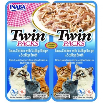 INABA CAT Twin Tuna with Chicken and Scallops in Broth cat treat 2x40g