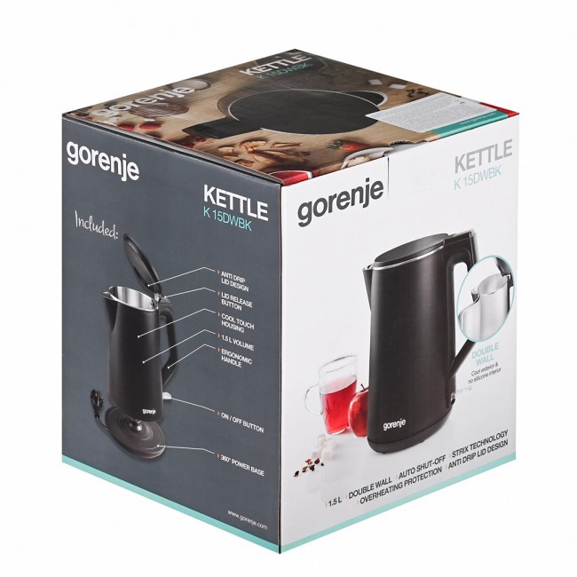 Gorenje K15DWBK electric kettle 1.5 L 2200 W Black