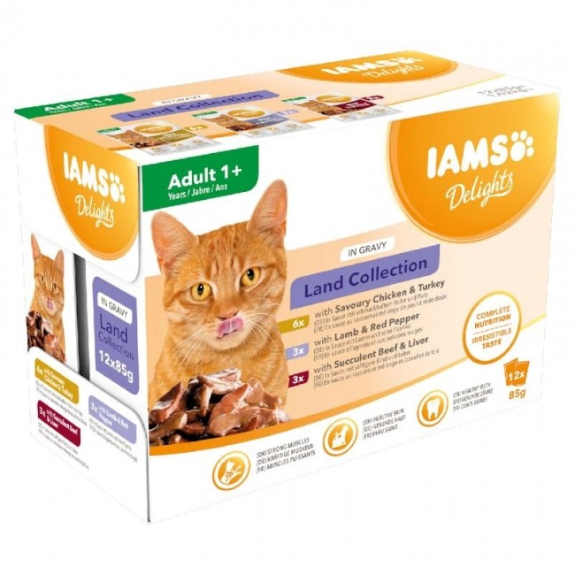 IAMS DELIGHTS Land Collection in Gravy box wet cat food 12x85g