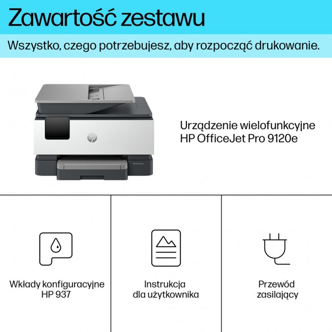 HP OfficeJet Pro 9120e Wireless All-in-One Color Printer, Instant Ink Two-sided printing