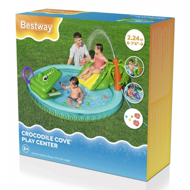 Bestway Crocodile Cove Kids Inflatable Water Play Center and Pool 2.24 m x 1.81 m x 72 cm