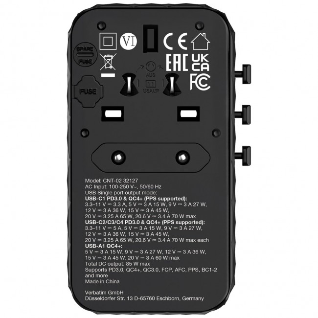 Verbatim Charge 'n' Travel Diamond 85W Retractable Cable CNT-02