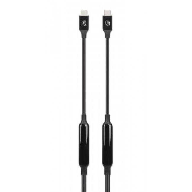 Manhattan Active USB-C to USB-C Cable, 5m, USB 3.2 Gen 2 (formerly USB 3.1 Gen 2), 10 Gbps, 3A/60W Fast Charging, SuperSpeed+ USB, DisplayPort Alt Mode Video up to 8K@60Hz, Black, Three Year Warranty