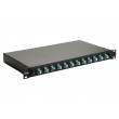 Equip 12-Port Fiber Optic Splice Box, LC Duplex, OM3, 1U, Equipped, Black