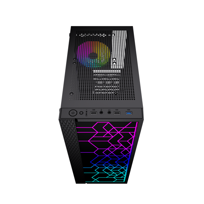 Gembird Fornax 2500 ARGB Gaming ATX computer case, Midi Tower, backlight, Black