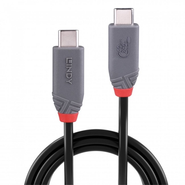 Lindy 1.5m USB 4 240W Type C Cable, Anthra Line Lindy 1.5m USB 4 240W Type C Cable, Anthra Line