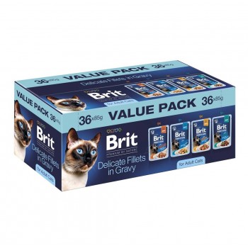 BRIT Premium by Nature Delicate fillets in gravy Box - wet cat food - 36x85g