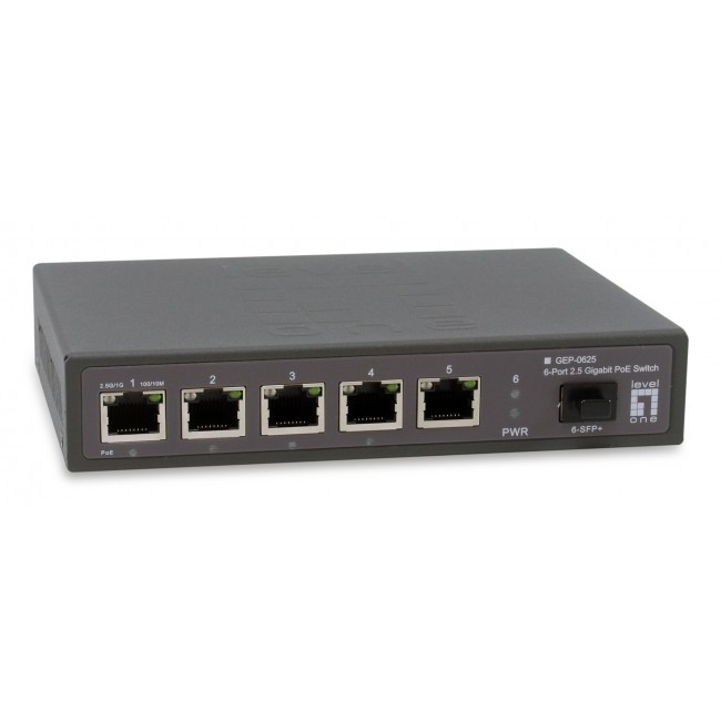 LevelOne GEP-0625 network switch Unmanaged 2.5G Ethernet (100/1000/2500) Power over Ethernet (PoE) Black LevelOne GEP-0625 network switch Unmanaged 2.5G Ethernet (100/1000/2500) Power over Ethernet (PoE) Black
